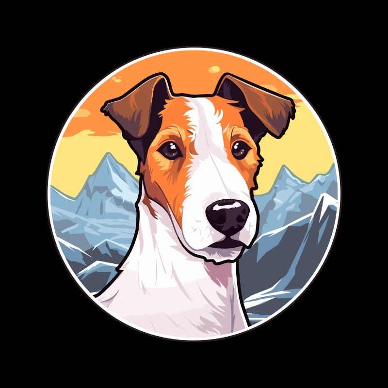 Glatter Foxterrier Hunderasse Cartoon Kawaii Waterc