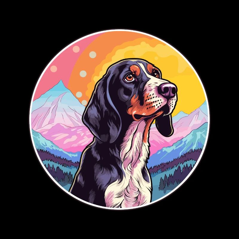 Bluetick Coonhound Dog Breed Cartoon Kawaii Waterc