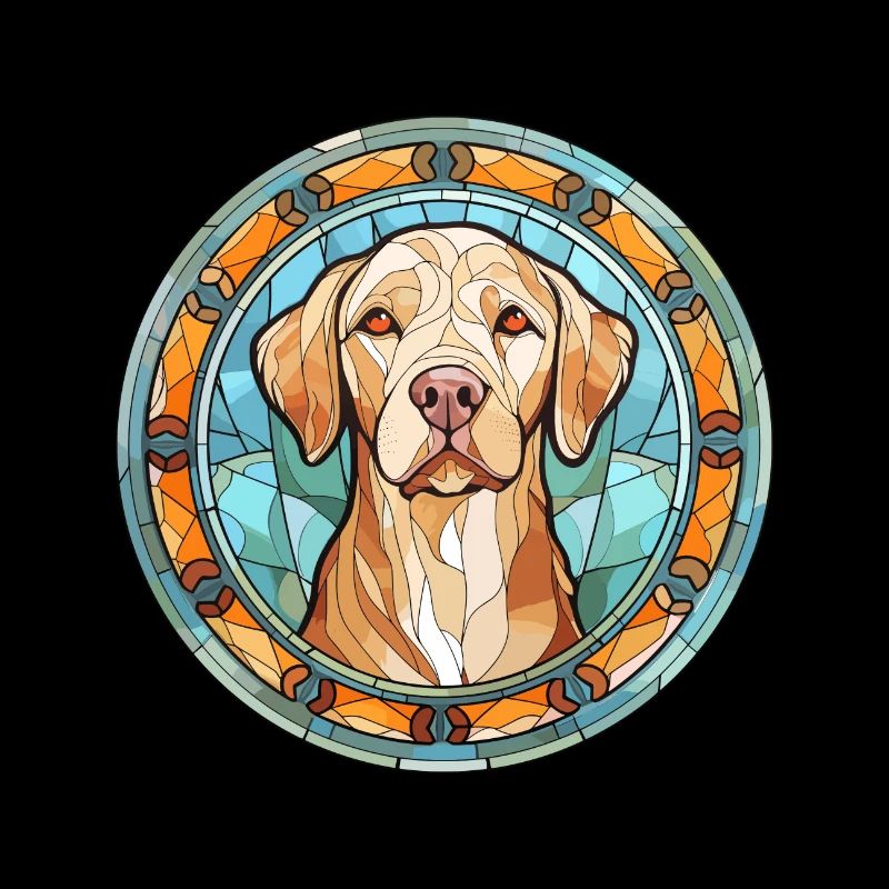 Akbash chien race vitrail aquarelle colorée