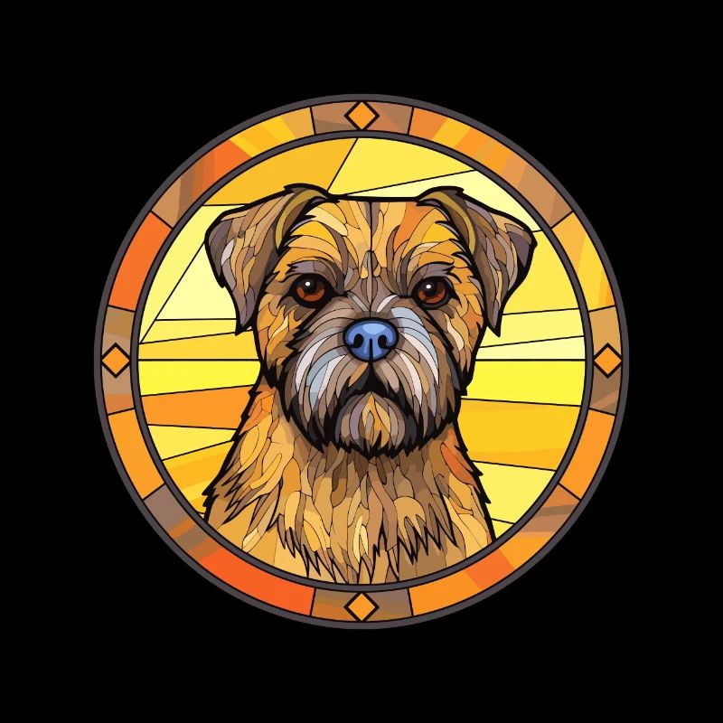 Border Terrier chien race vitrail coloré Wa