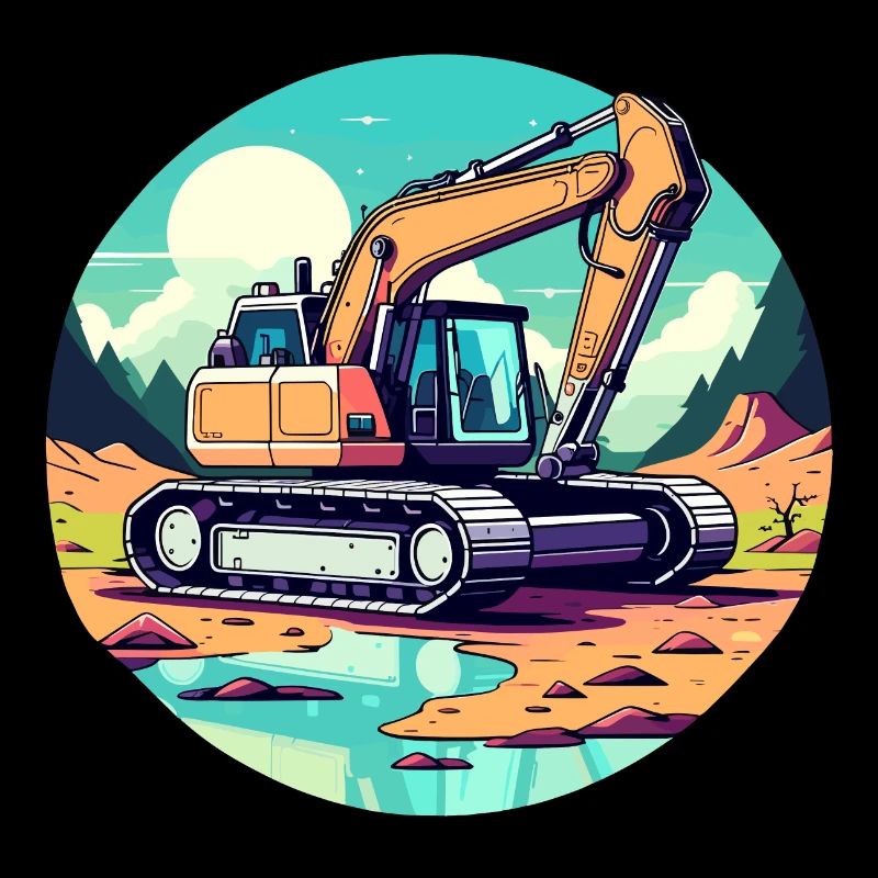 Excavator Construction Site Drawing