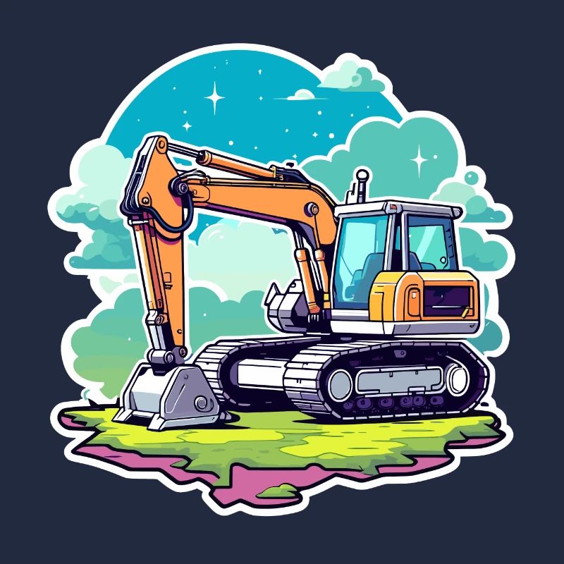 Excavator Construction Site Drawing