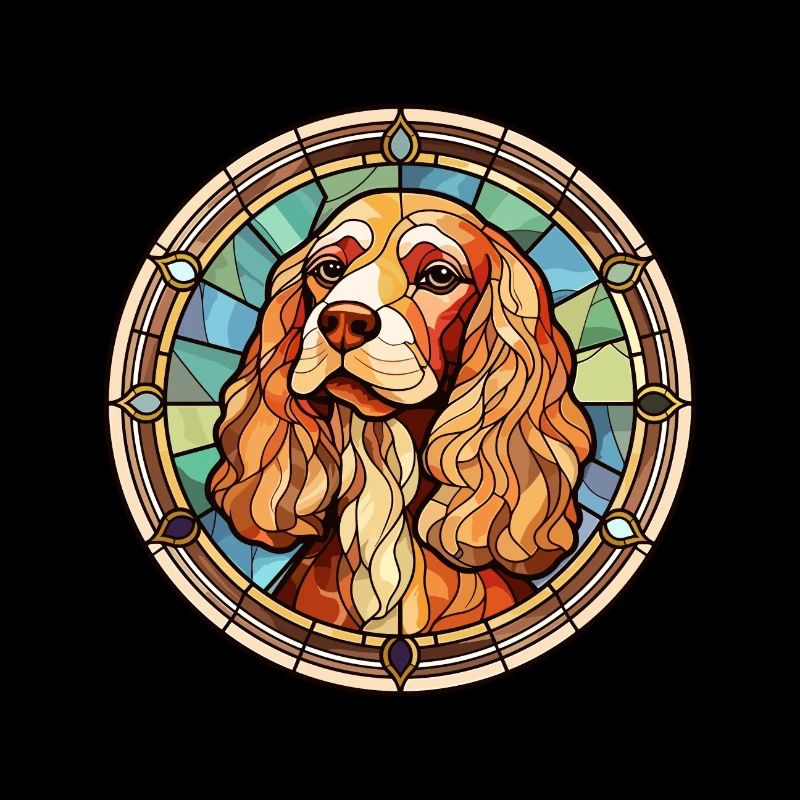 Cocker anglais Spaniel chien race vitrail Col