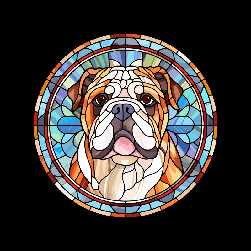 Bouledogue anglais chien race vitrail coloré W