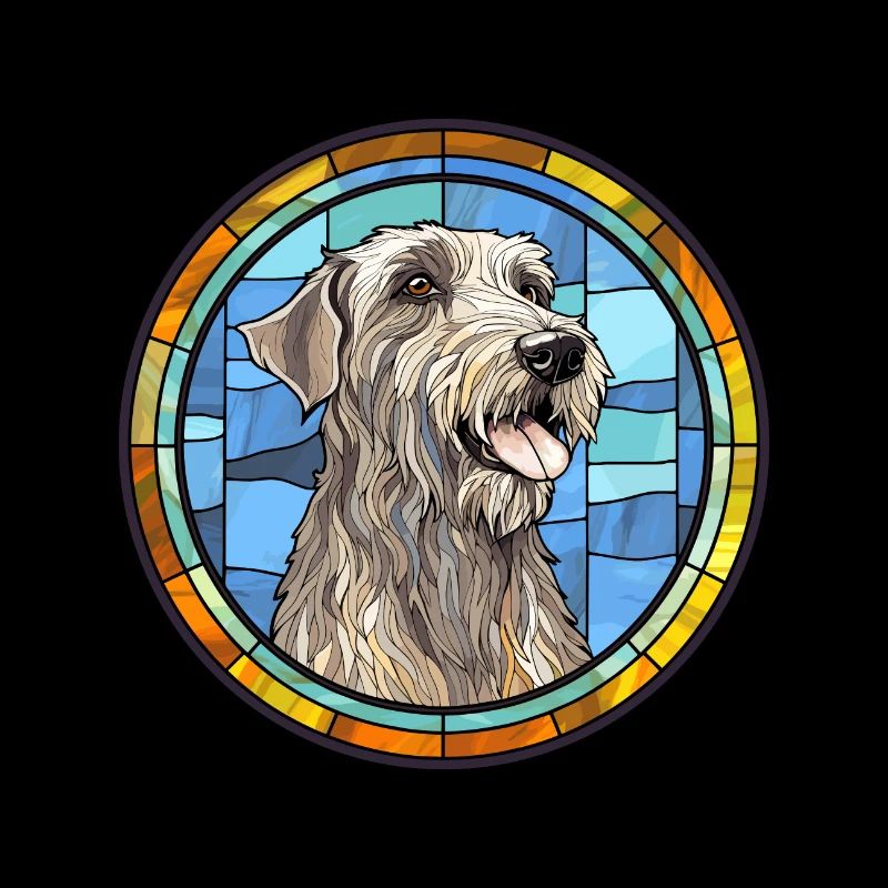 Irish Wolfhound chien race vitrail coloré W