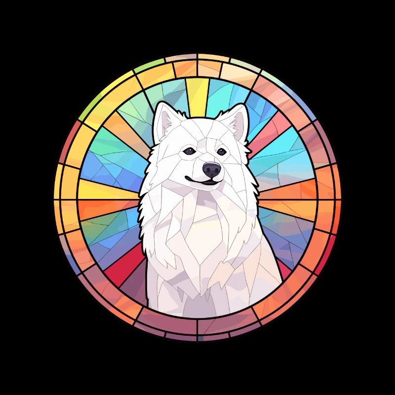 Spitz japonais chien race vitrail coloré Wa