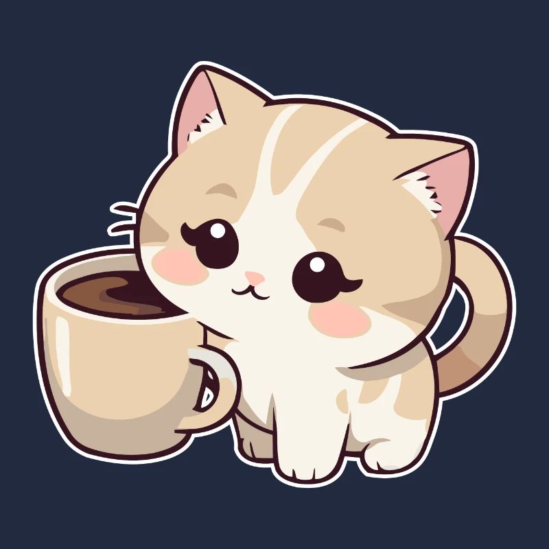 Kätzchen mit Kaffeetasse