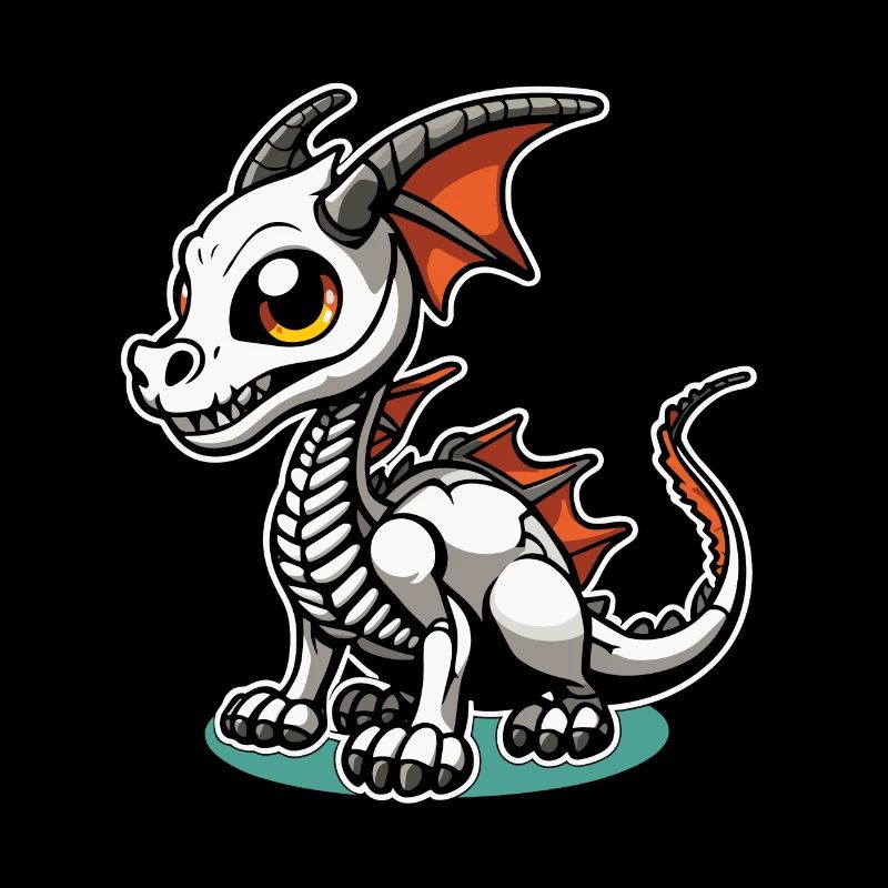 Illustration de squelette de dragon mignon