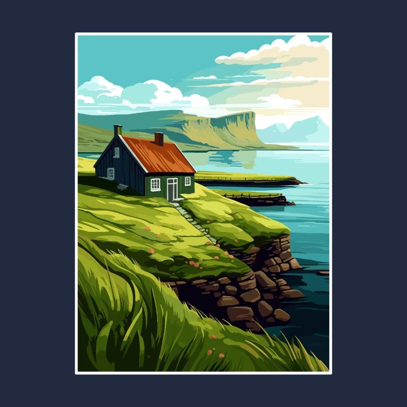 Île Féroé Danemark Les îles Affiche de voyage