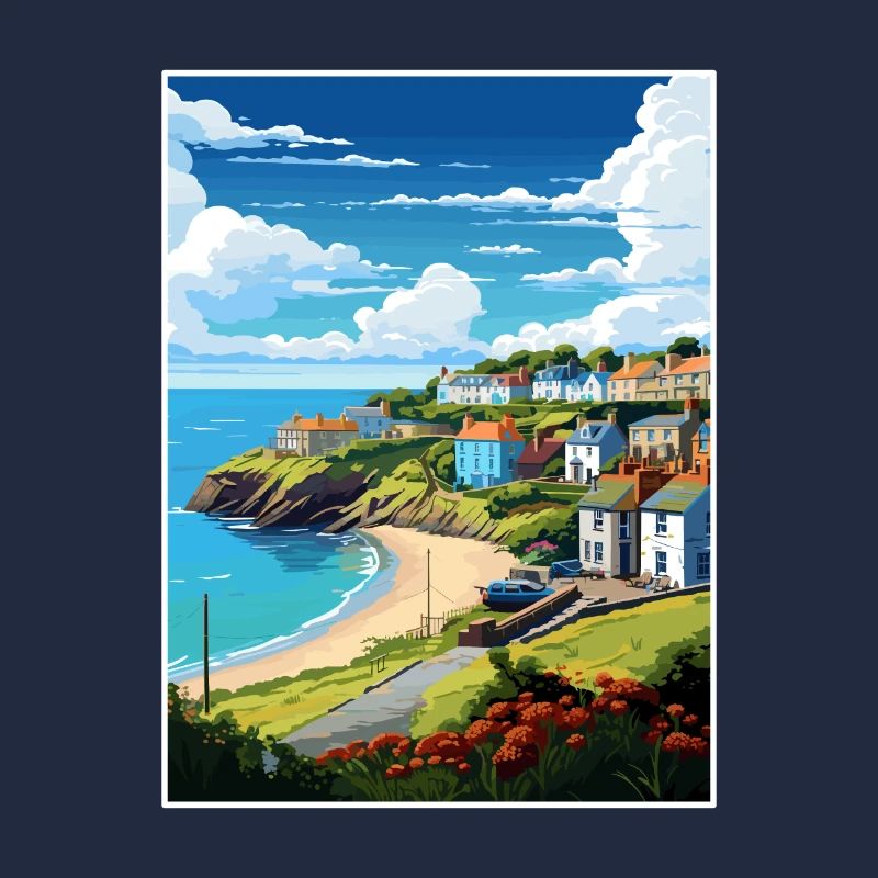 La péninsule de Roseland Cornwall affiche de voyage