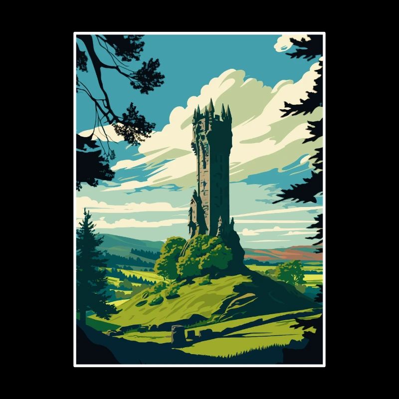Wallace Monument Schottland Vintage Reiseposter