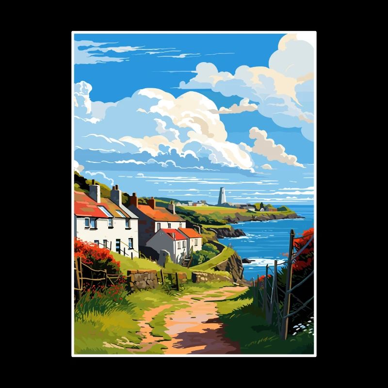 Ruan Minor Cornouailles Vintage voyage affiche Souvenir