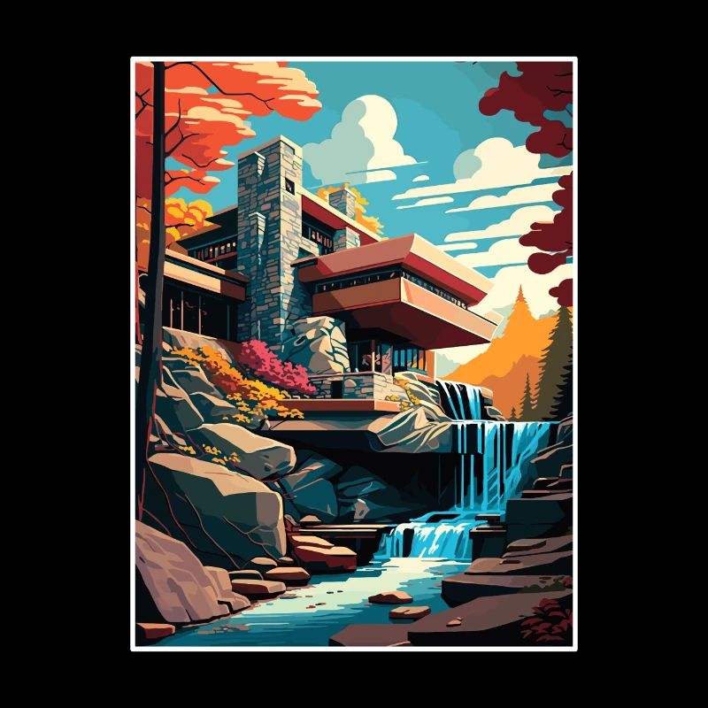 Fallingwater Pennsylvanie Vintage affiche de voyage