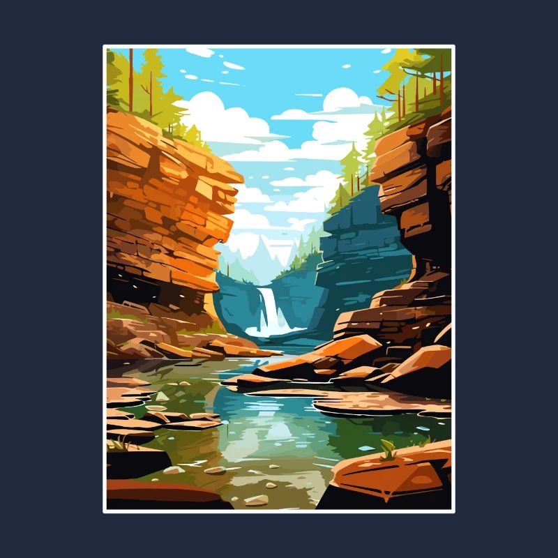 Bushkill Falls Pennsylvanie Affiche de voyage Vintage