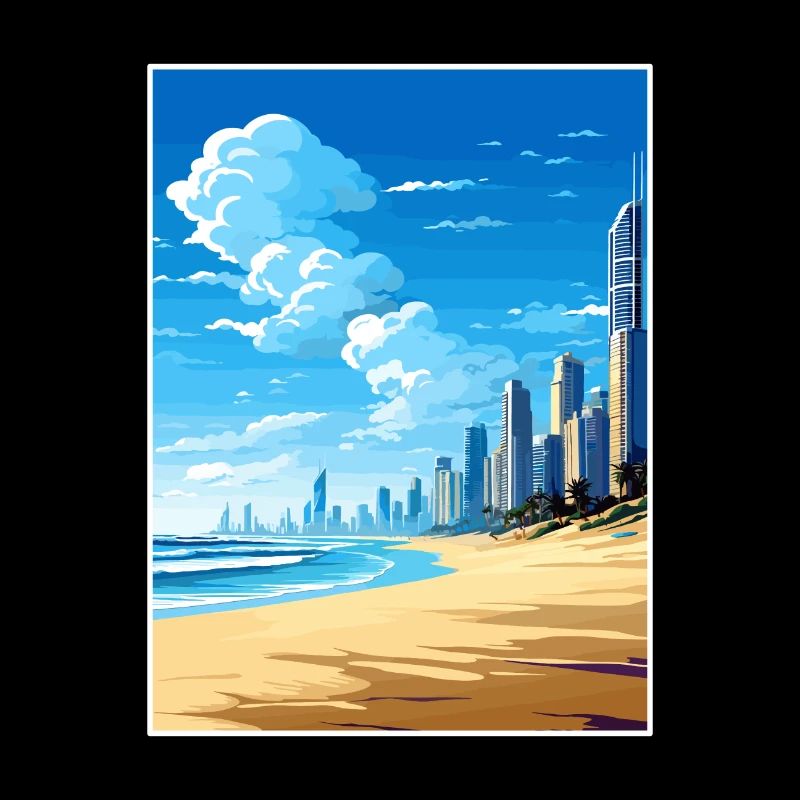 Surfers Paradise Beach Australie affiche de voyage