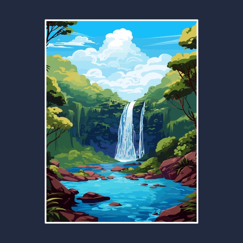 Rio Celeste Wasserfall Vintage Reiseposter WPA