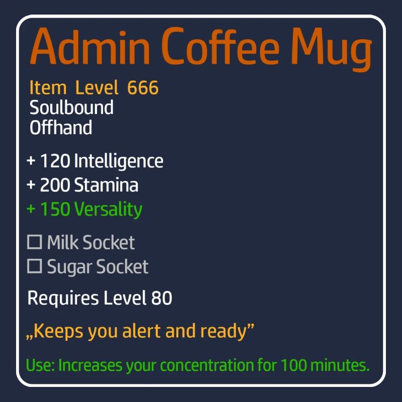 Admin Coffee Mug with Stats