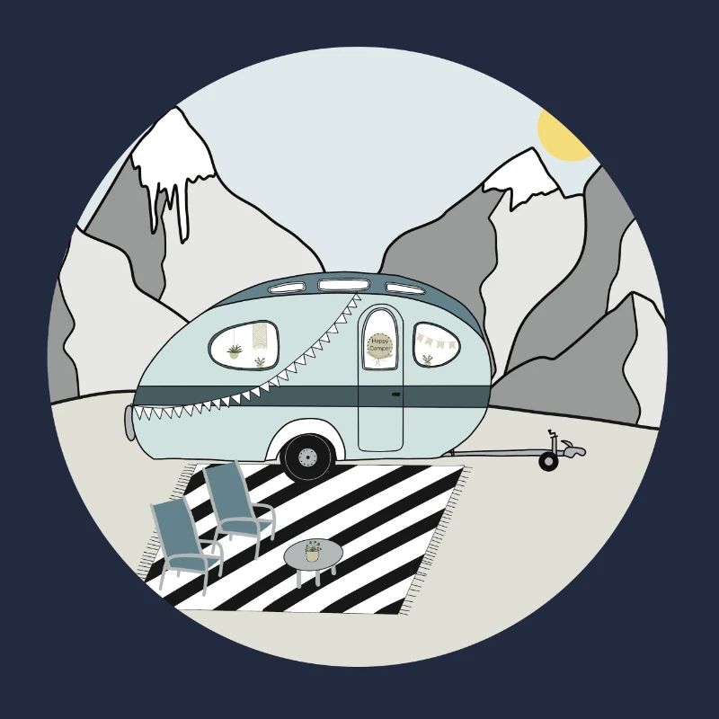 Camping in den Bergen mit Wohnwagen
