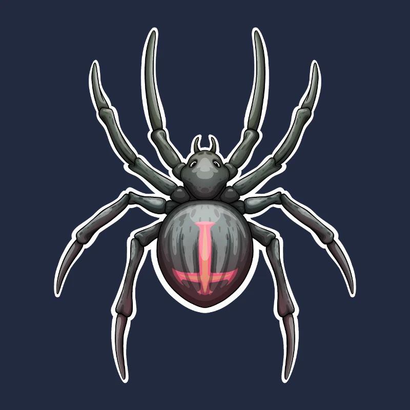 Dunkle Spinne mit rosa Markierungen