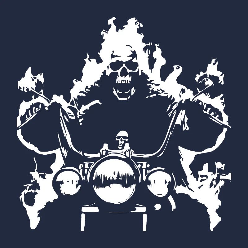 Skull Biker Flame Moto
