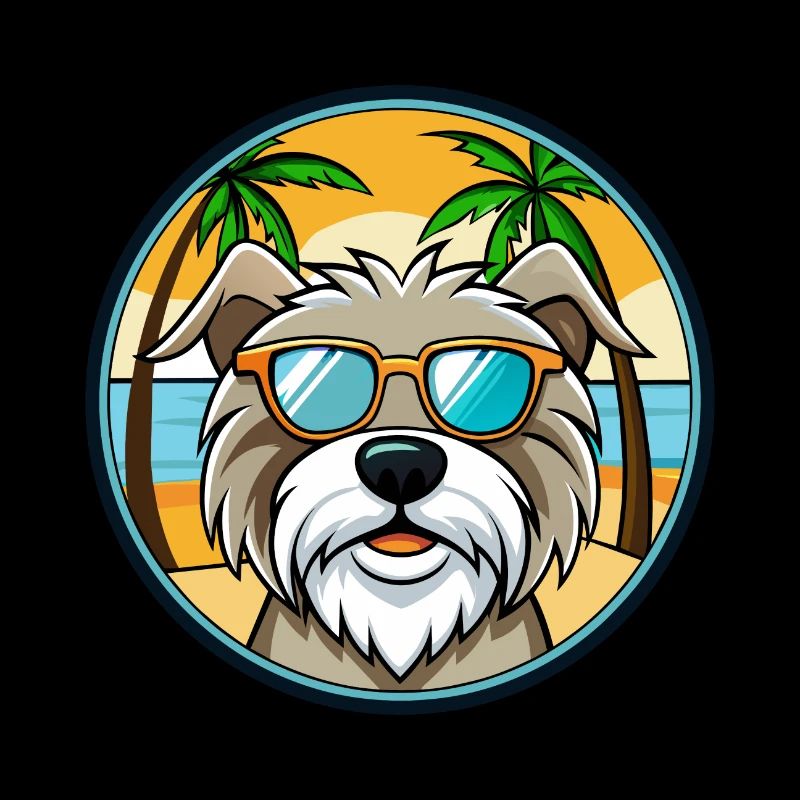 Lowchen Dog Breed Cartoon Sunglasses Beach