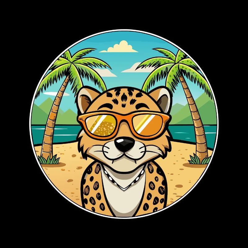 Léopard Cur Chien Race Dessin Animé Lunettes de soleil Plage