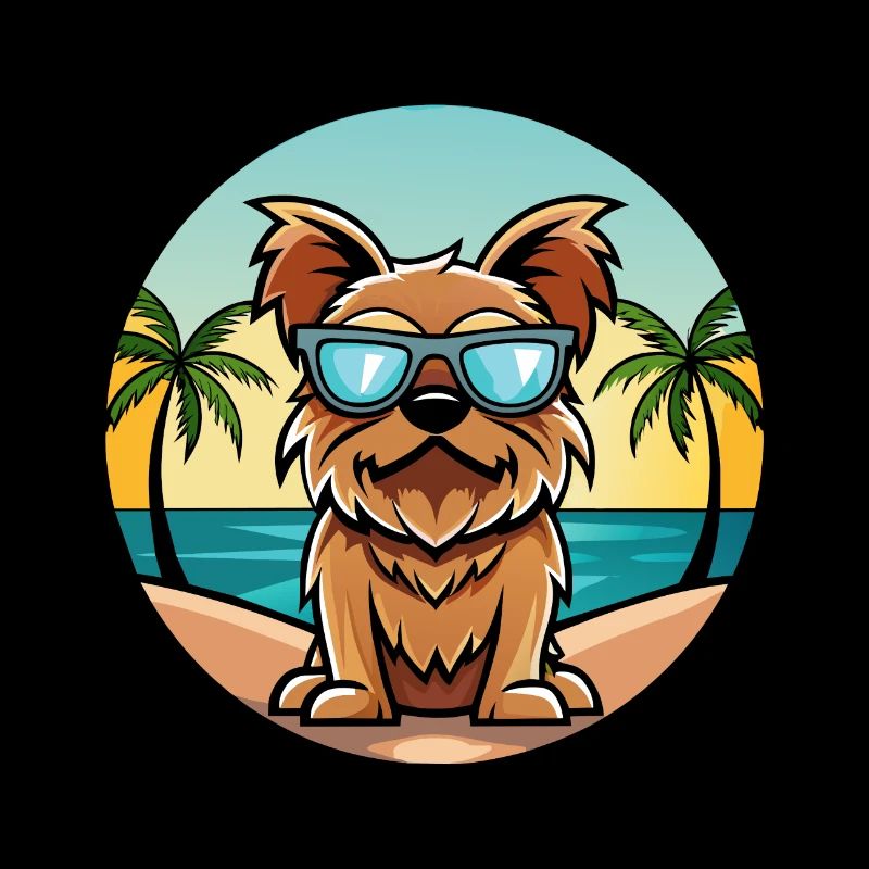 Griffon de Bruxelles Race De Chien Dessin Animé Lunettes De Soleil Plage