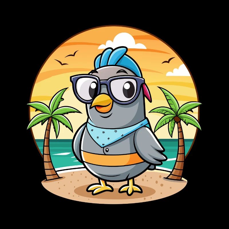 Lunettes de soleil de plage d’été de dessin animé drôle de pigeon