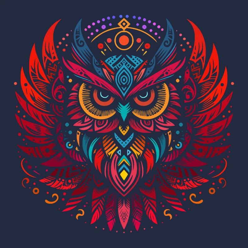 Tribal Eule Mehrfarbig Vogel Eule Geometrisch