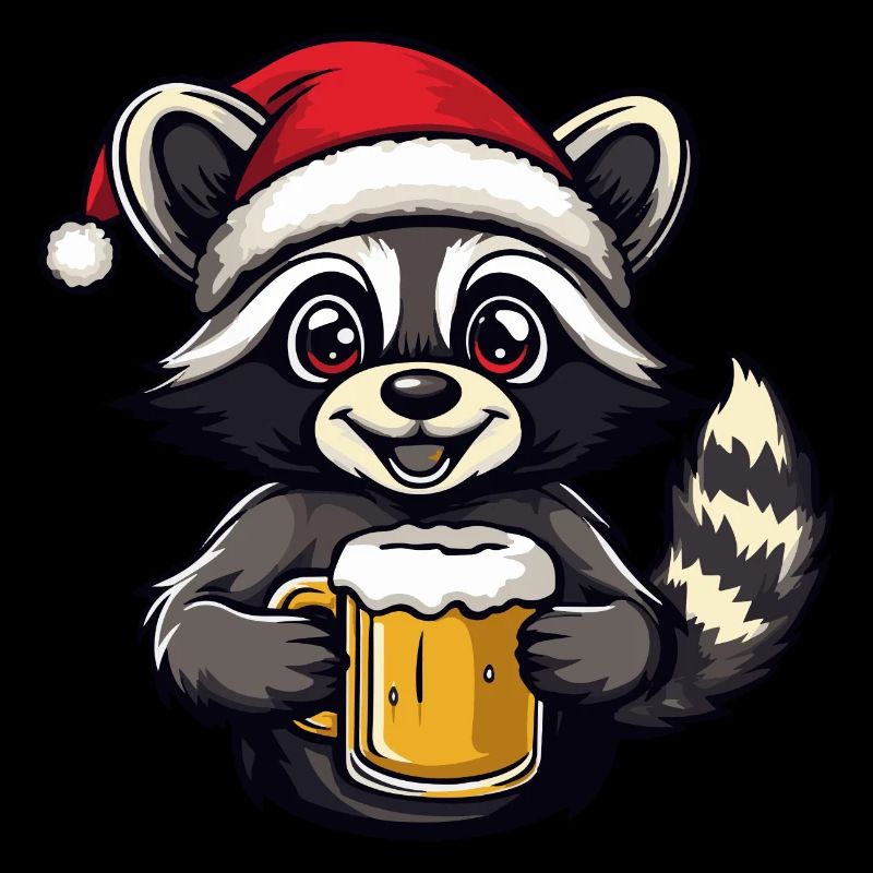Waschbär Weihnachten Bier