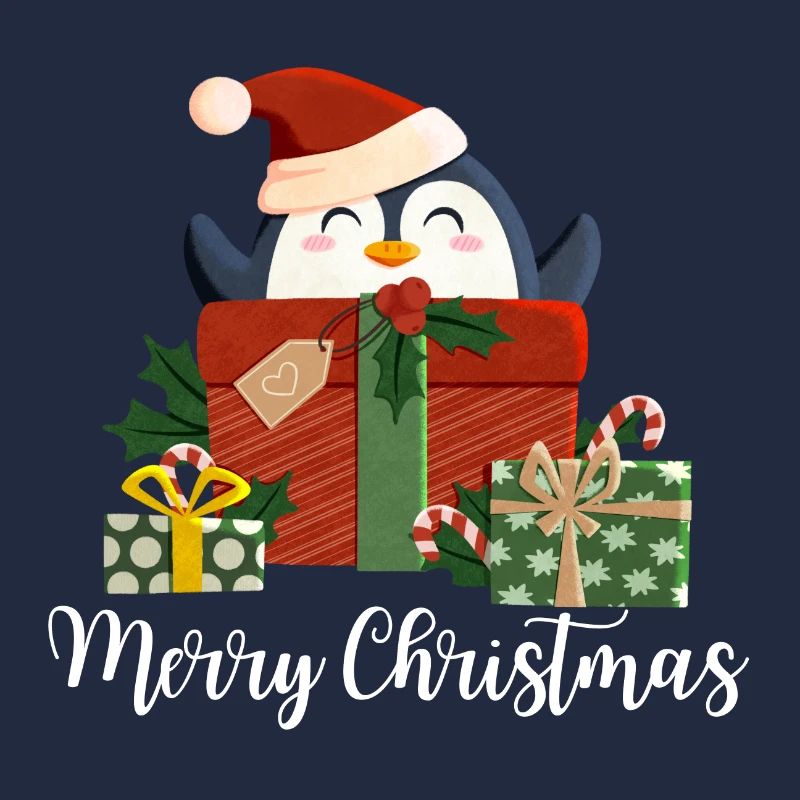 Joyeux Noël - Pingouin de Noël - blanc