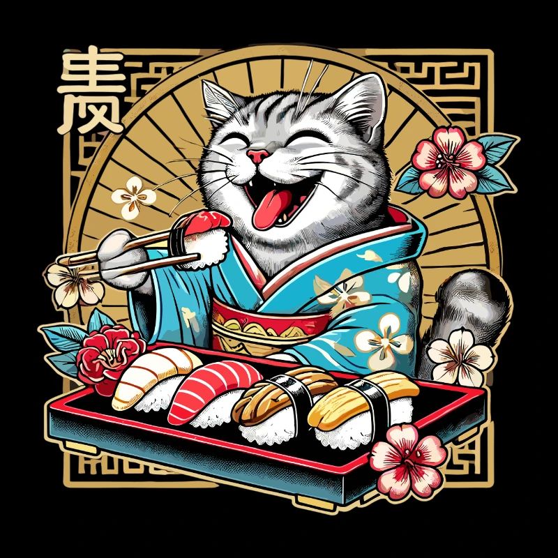 Sushi Cat Tiger Kimono Maki Nigiri Gift