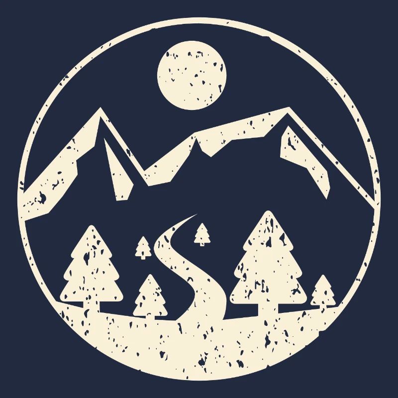 Mountain scene in circle