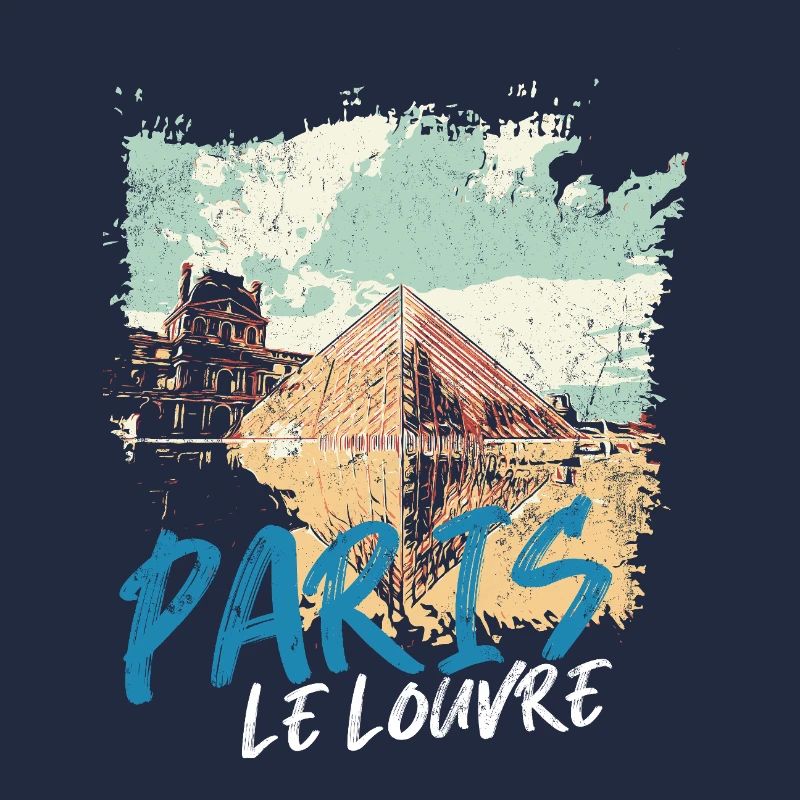 Louvre Pyramid and Paris Monuments