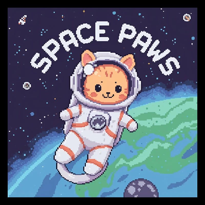 Space Paws – Pixel Cat Astronaut