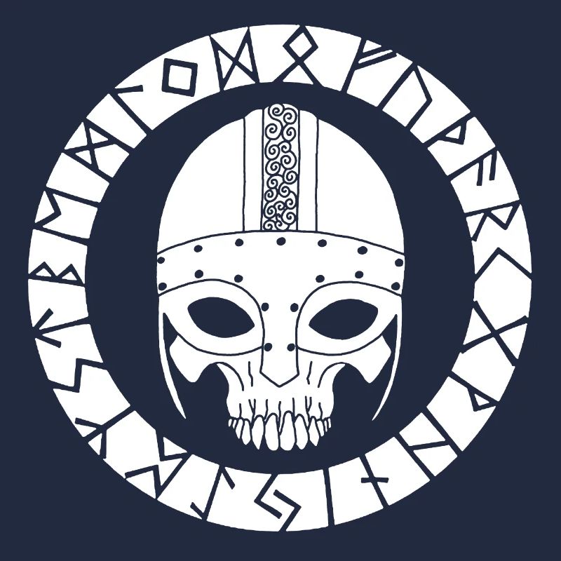 Crâne blanc et runes vikings
