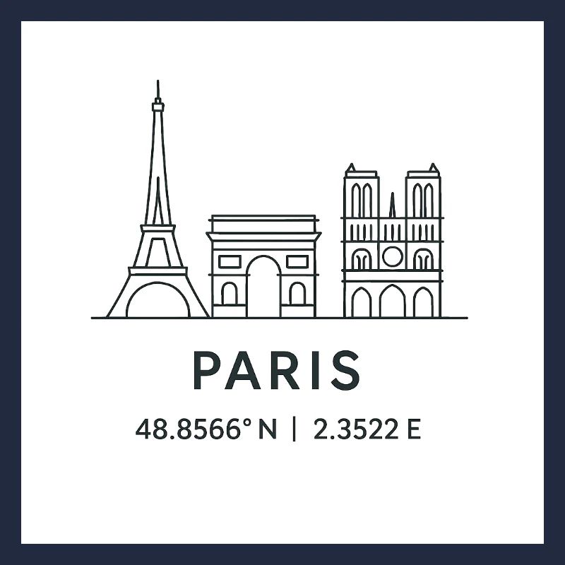 Paris Line Art Silhouette Point de repère