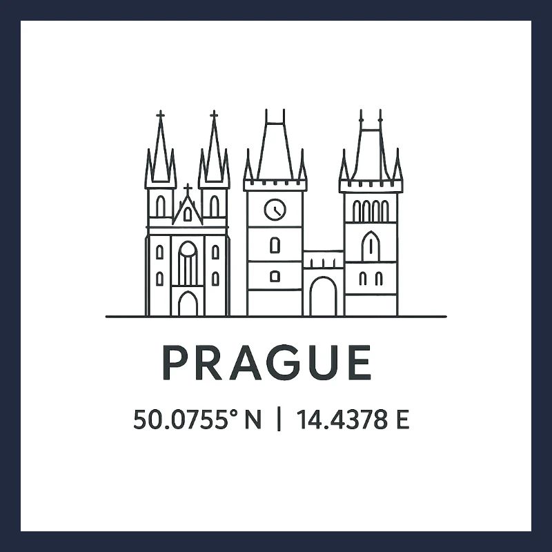 Prague Line Art Silhouette Point de repère