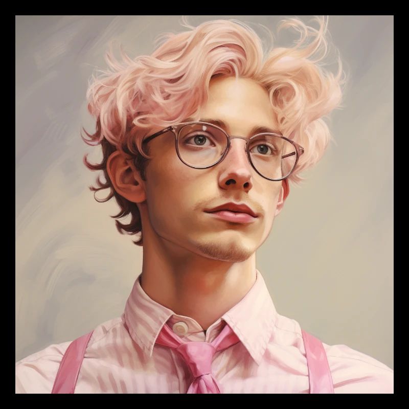 Pastellheld Portrait mit Brille