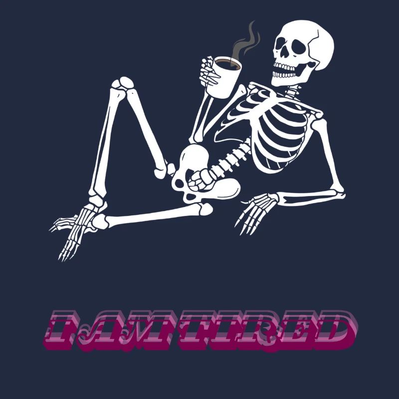 Ich bin müde - Retro Neon Kaffee Skelett