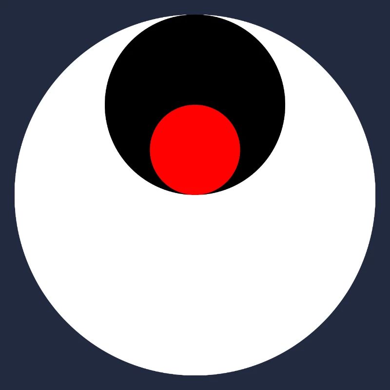 3 cercles, blanc, noir et rouge