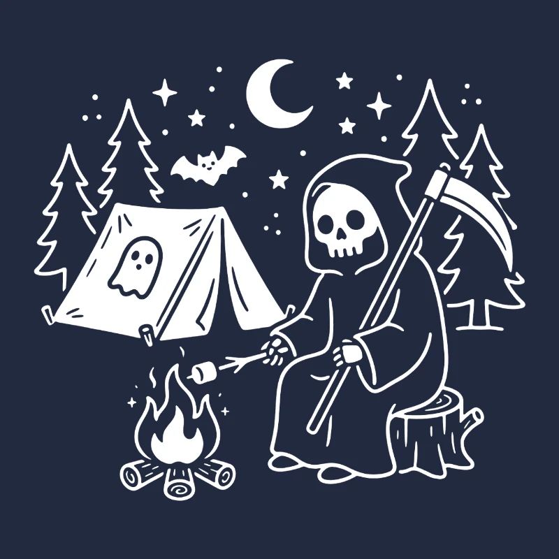 Faucheuse nocturne au feu de camp