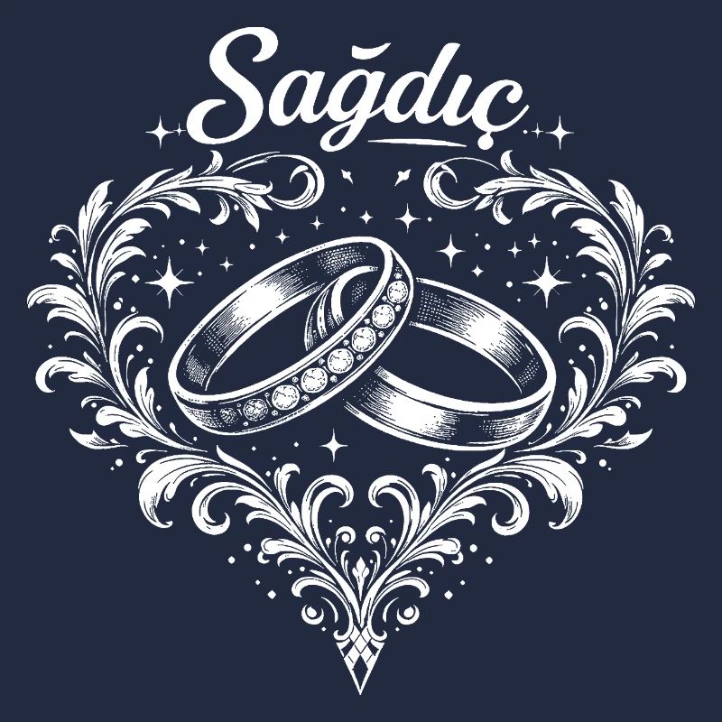 Rings in a floral heart frame