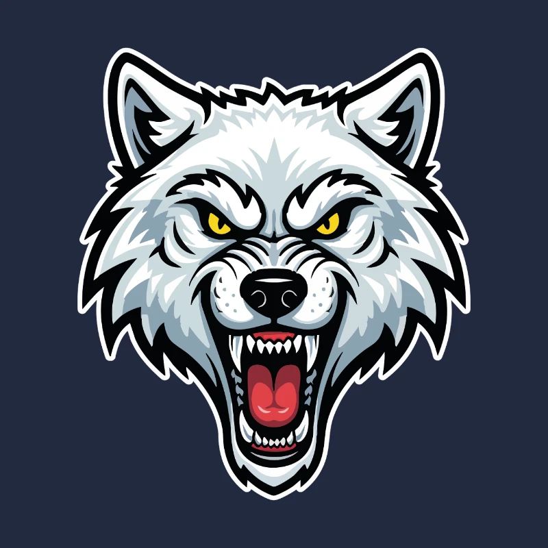 Arctic White Wolf Yellow Eyes Wolf Logo