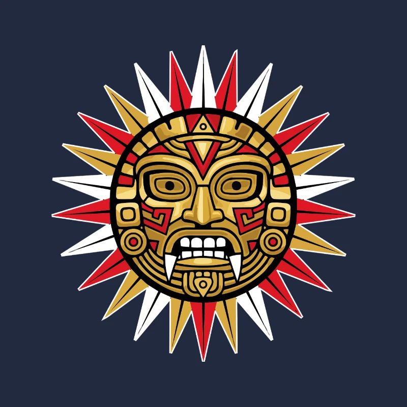 Sun Maya Inca Deity Red Gold Totem