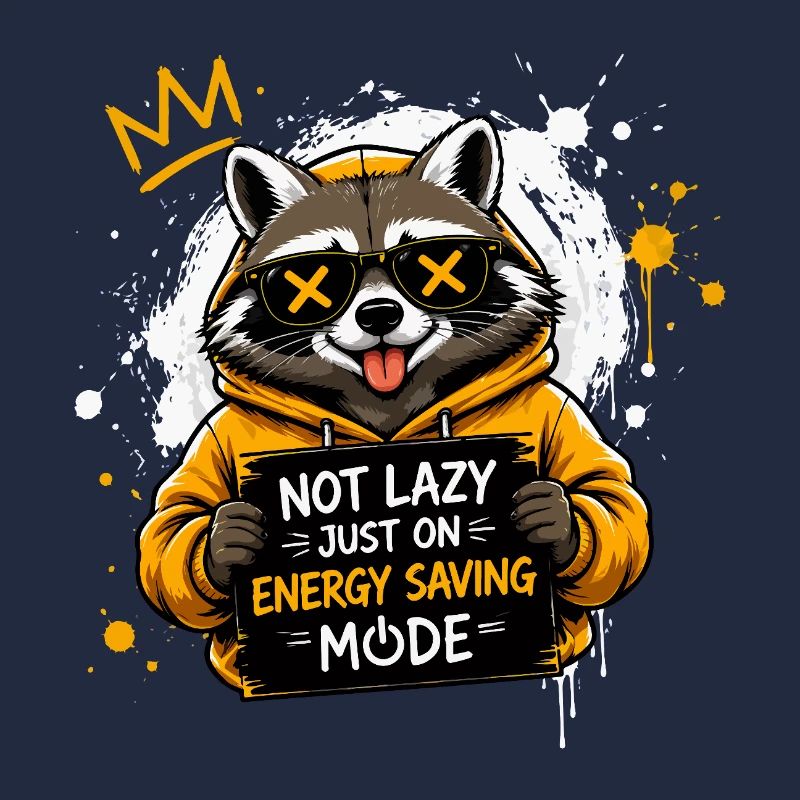 Raccoon Power Saving Mode Pullover Hoodie