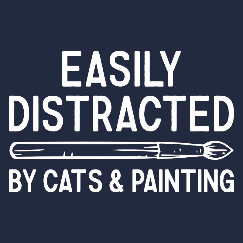 Painter Easily Distracted By Cats And Painting