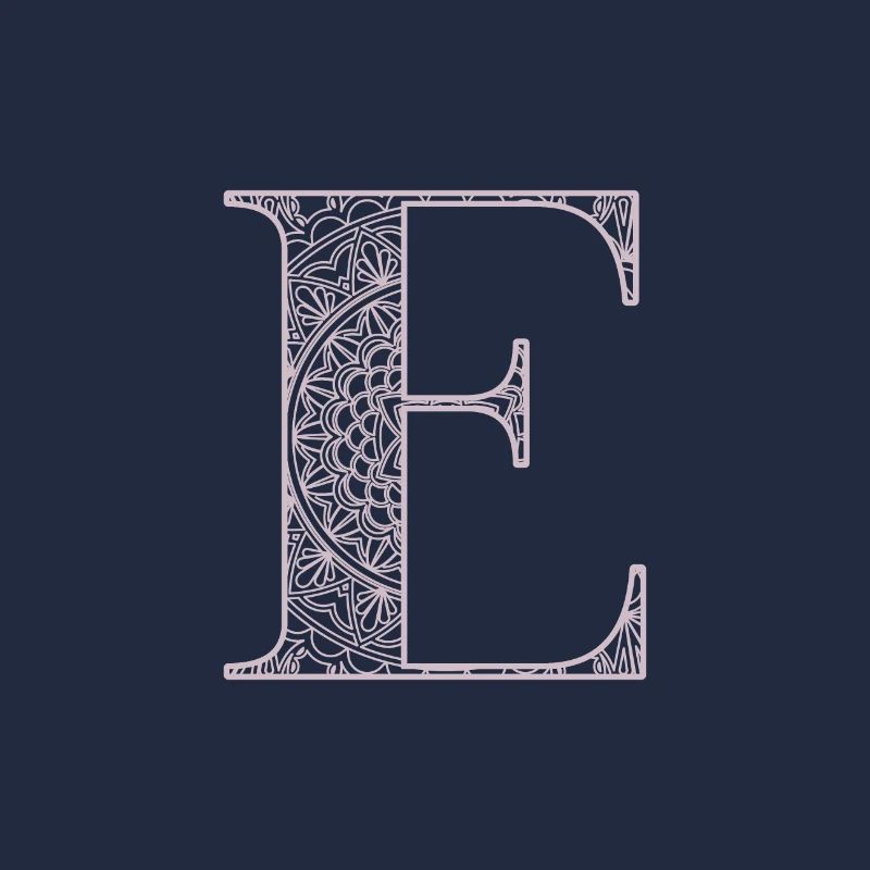 Mandala Monogram Initial in Dusky Pink - Letter E