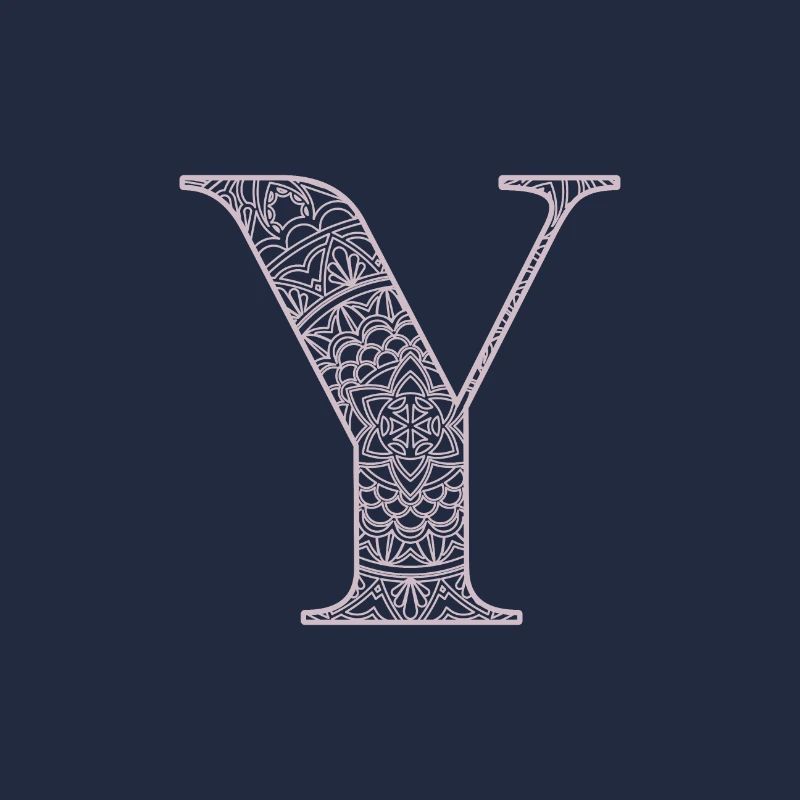 Mandala Monogram Initial in Dusky Pink - Letter Y