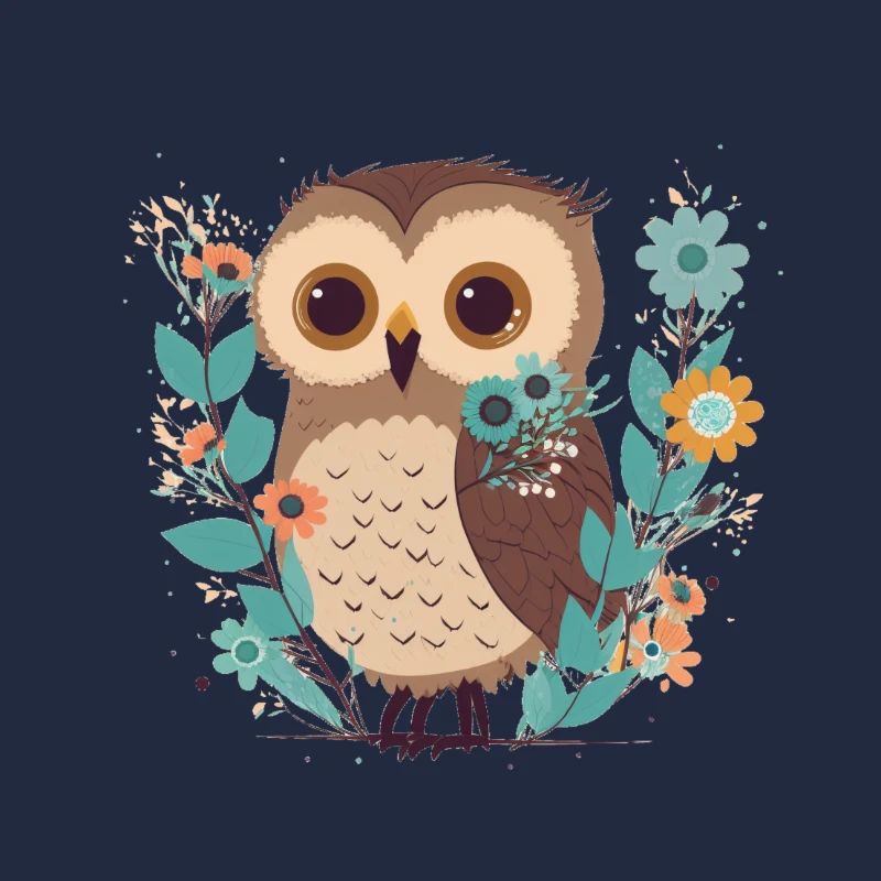 Mignon hibou dans la forêt de fleurs 4